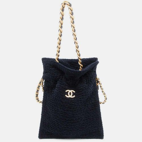 Chanel Navy Blue Velvet Shopping Tote Bag - Chanel - Modalova