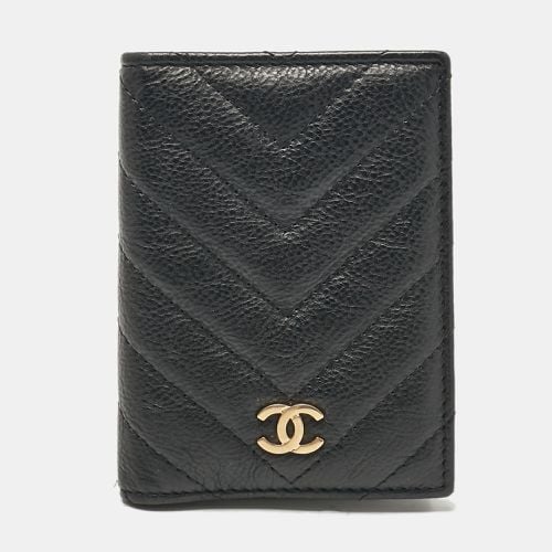 Chanel Black Chevron Quilted Leather CC Card Holder - Chanel - Modalova