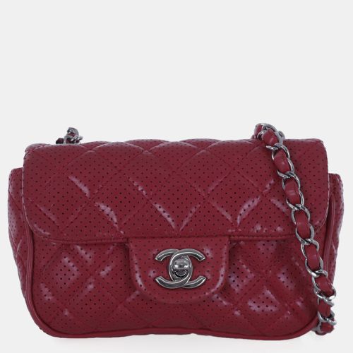 Leather Perforated Extra Mini Rectangle Flap Bag - Chanel - Modalova