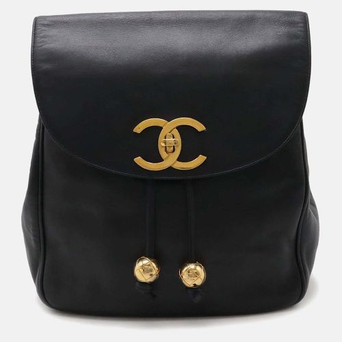 Navy Leather Coco Mark Chain Backpack Rucksack - Chanel - Modalova