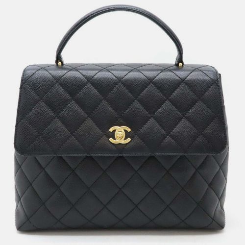 Chanel Black Caviar Skin Leather Matelasse Coco Mark Handbag - Chanel - Modalova