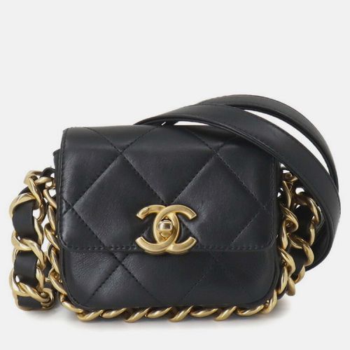 Chanel Black Leather Matelasse Mini Chain Shoulder Bag - Chanel - Modalova