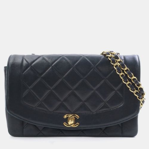 Chanel Black Gold Leather Diana Matelasse Shoulder Bag - Chanel - Modalova