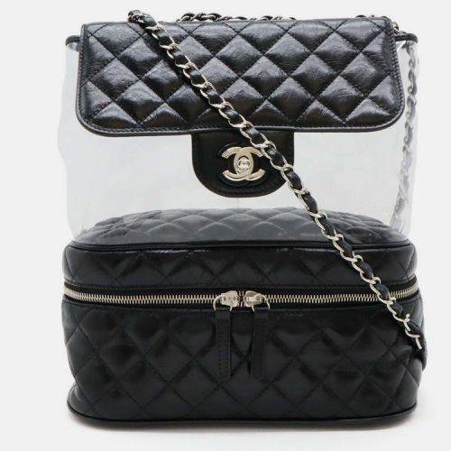 Chanel Vinyl Black Leather Matelasse Coco Mark Chain Shoulder Bag - Chanel - Modalova