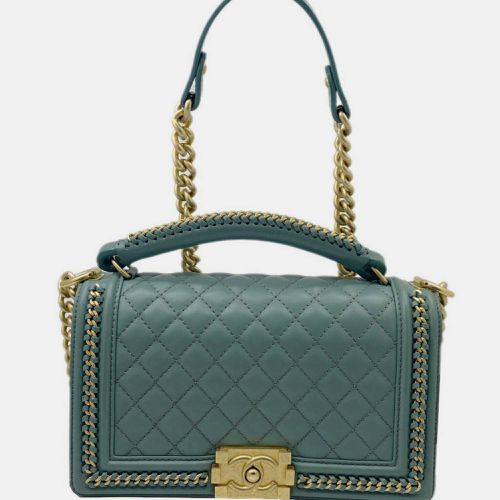 Chanel Green Leather Flap Chain Shoulder Boy Bag - Chanel - Modalova