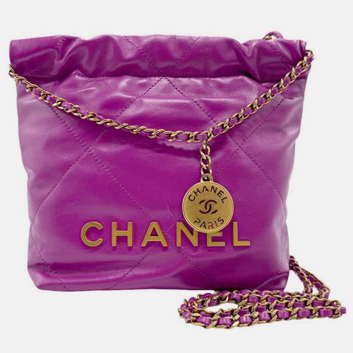 Chanel Purple Gold Leather Chanel 22 Shoulder Bag - Chanel - Modalova