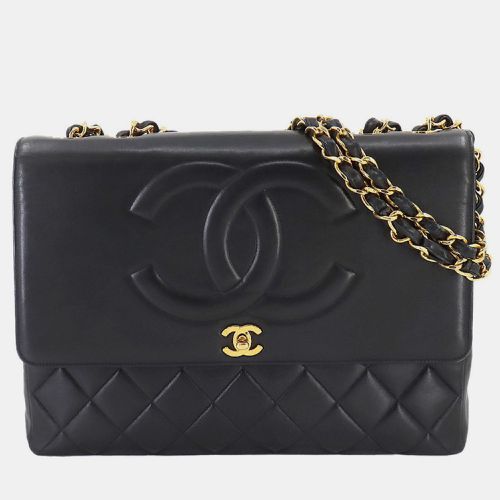 Chanel Black Leather Coco Mark Turn Lock Matelasse Chain Shoulder Bag - Chanel - Modalova