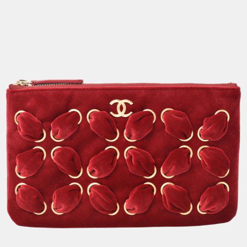 Chanel Red Velvet Embellished Clutch Bag - Chanel - Modalova