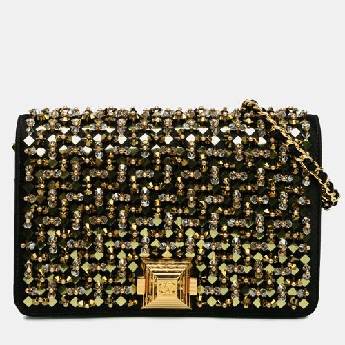 Chanel Black Satin Gold Embellished Pyramid Wallet On Chain - Chanel - Modalova