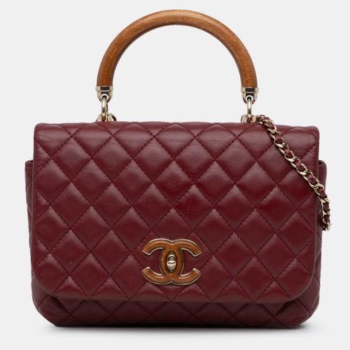 Chanel Burgundy CC Quilted Lambskin Knock on Wood Satchel Bag - Chanel - Modalova