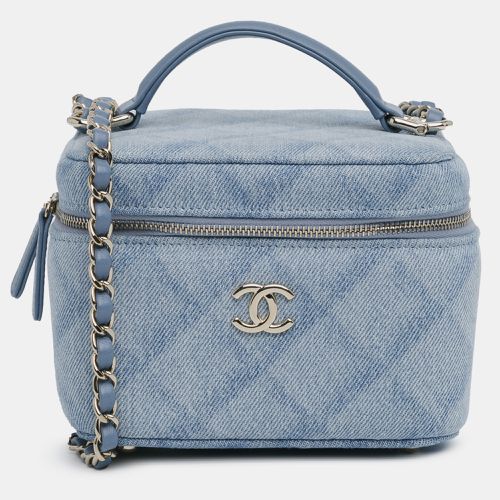 Chanel Mini Printed Denim Quilted Top Handle Vanity Bag - Chanel - Modalova