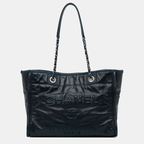 Chanel Navy Blue Caviar Leather Small Deauville Tote Bag - Chanel - Modalova