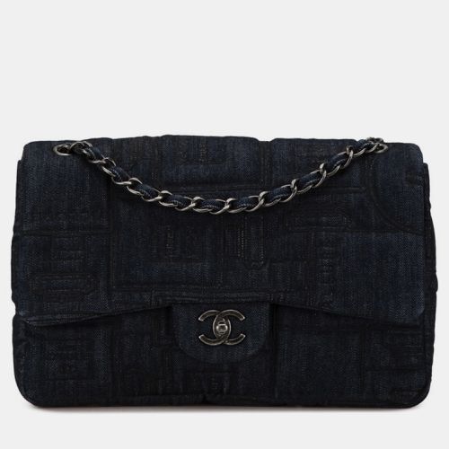 Chanel Indigo Blue Denim Perfume Embroidery Chain Shoulder Bag - Chanel - Modalova