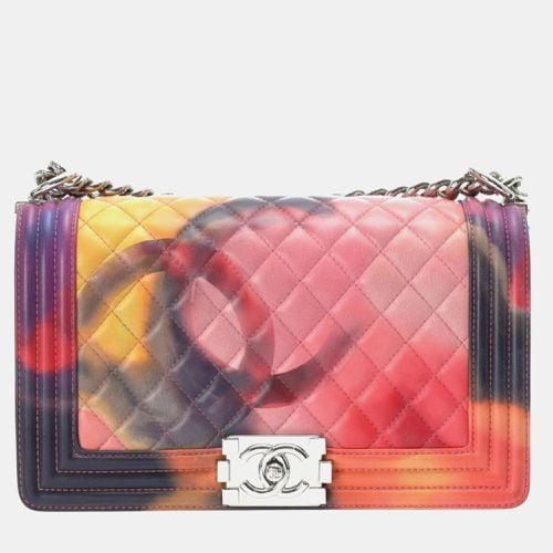 Marble Leather Boy Flower Power Chain Shoulder Bag 25cm - Chanel - Modalova