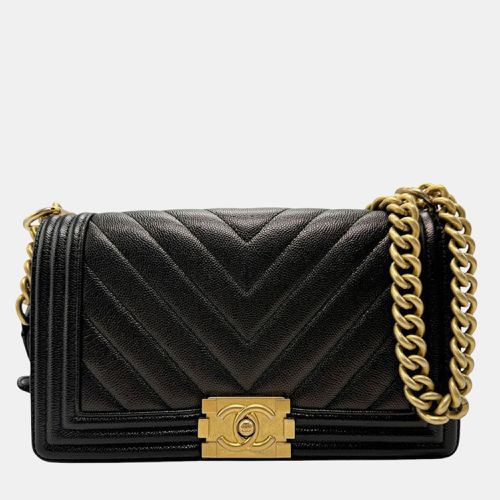 Gold Caviar Skin Leather Boy Bag - Chanel - Modalova