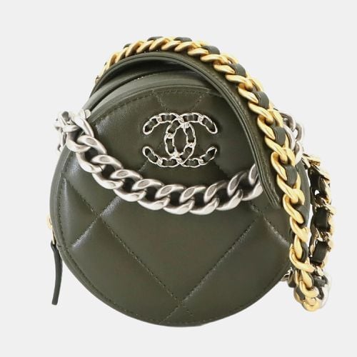 Khaki Leather 19 Round Clutch Chain Bag - Chanel - Modalova