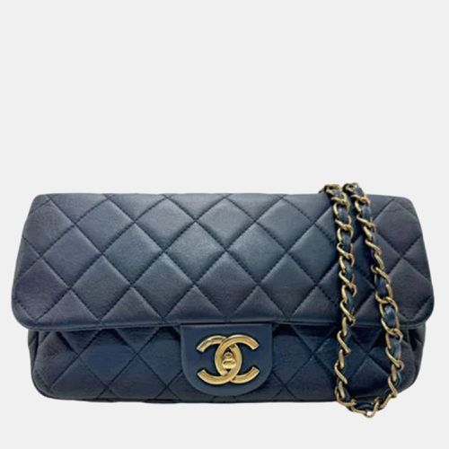 Chanel Navy Gold Lambskin Shoulder Bag - Chanel - Modalova