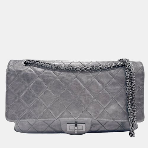 Metal Metallic Gray Leather Matelasse 2.55 Double Flap Shoulder Bag - Chanel - Modalova