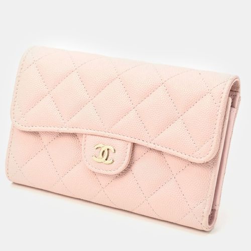 Caviar Skin Matelasse Medium Flap Wallet - Chanel - Modalova