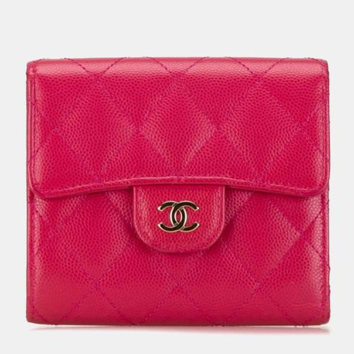 Caviar Skin Matelasse Coco Mark Classic Small Flap Bi-fold Wallet - Chanel - Modalova