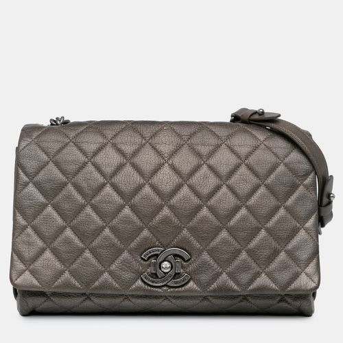 Chanel Grey Large Quilted Goatskin City Rock Flap Bag - Chanel - Modalova