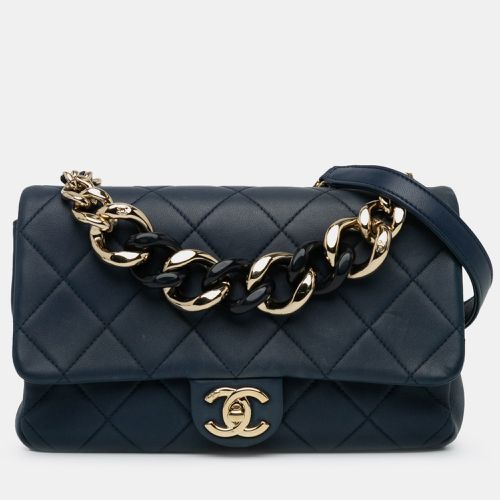 Chanel Navy Blue Small Lambskin Elegant Chain Single Flap Bag - Chanel - Modalova