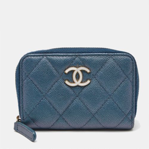 Chanel Blue Quilted Shimmer Caviar Leather Classic Zipped Coin Purse - Chanel - Modalova