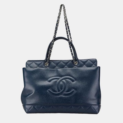 Navy Caviar Skin Matelasse Coco Mark Shoulder Bag - Chanel - Modalova