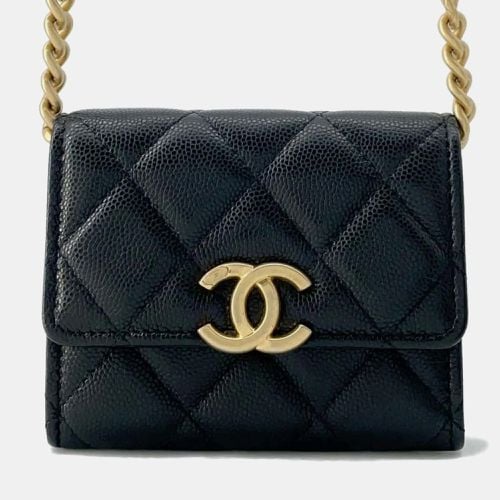 Chanel Black Caviar Skin Matelasse Coco Mark Chain Card Case - Chanel - Modalova