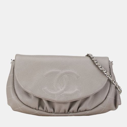 Silver Leather Coco Mark Half Moon Shoulder Bag - Chanel - Modalova