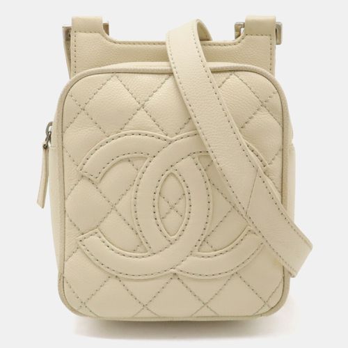 Light Caviar Skin Leather Matelasse Coco Mark Pochette Bag - Chanel - Modalova