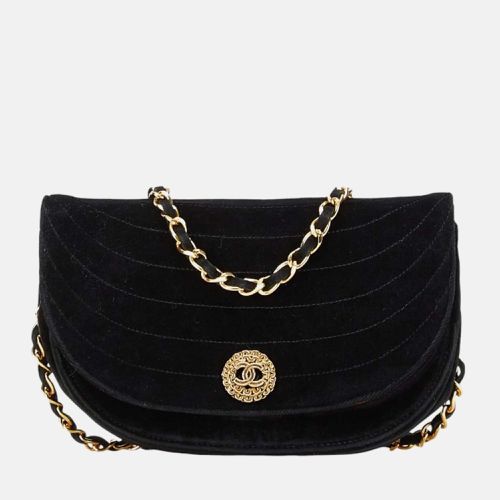 Chanel Black Suede Half Moon Coco Mark Chain Shoulder Bag - Chanel - Modalova