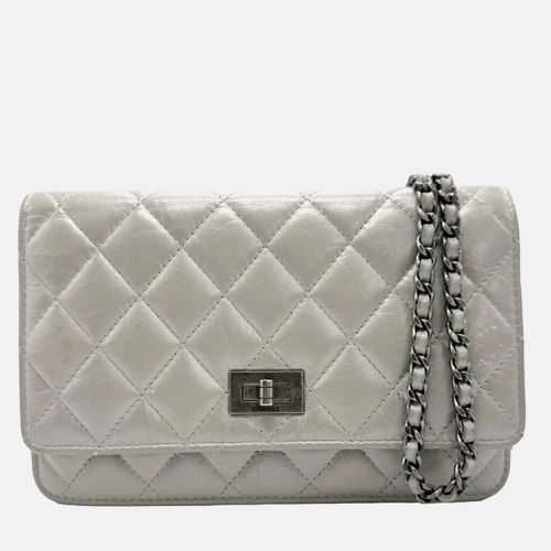 Chanel Silver Leather Matte Chain Wallet 2.55 - Chanel - Modalova