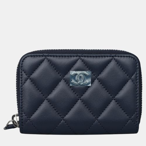 Chanel Blue Lambskin Leather Zipped Around Card Wallet - Chanel - Modalova