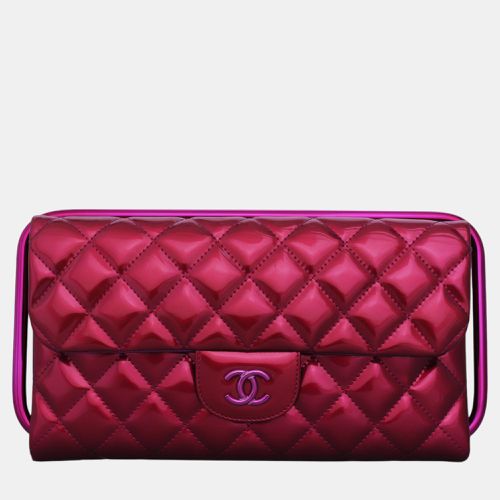 Chanel Hot Pink Patent Leather 14SS Quilted Patent Metal Handle Clutch - Chanel - Modalova