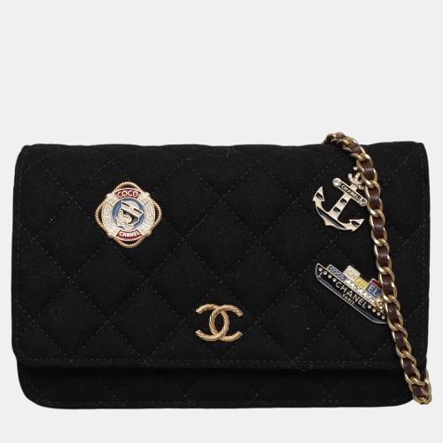 Chanel Black Wool Cruise Charm Wallet On Chain - Chanel - Modalova