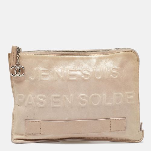 Chanel Off White Leather Je Ne Suis Pas En Solde Pouch - Chanel - Modalova