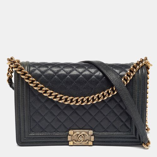 Chanel Navy Blue Quilted Caviar Leather New Medium Boy Flap Bag - Chanel - Modalova