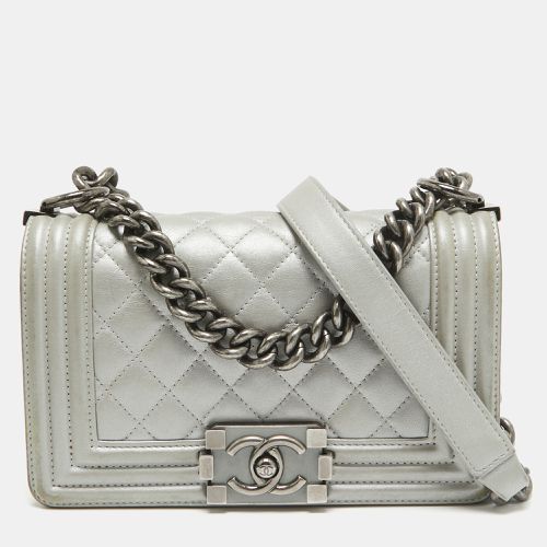 Chanel Grey Quilted Leather Mini Boy Flap Bag - Chanel - Modalova