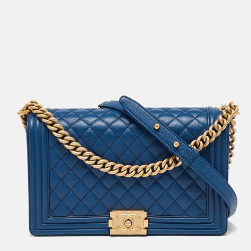 Chanel Blue Quilted Caviar Leather New Medium Boy Flap Bag - Chanel - Modalova