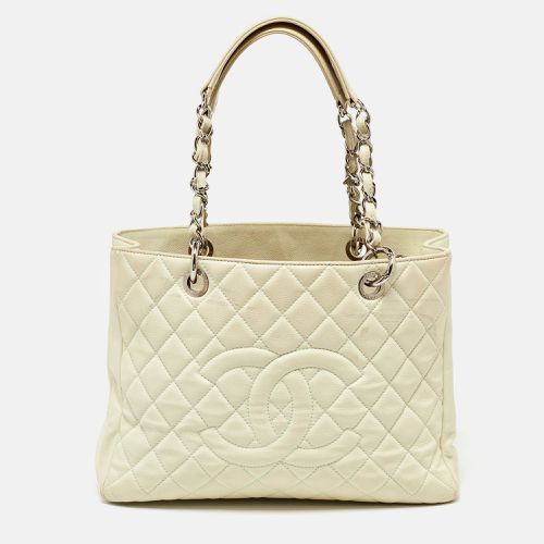 Chanel Cream Quilted Caviar Leather CC GST Tote - Chanel - Modalova