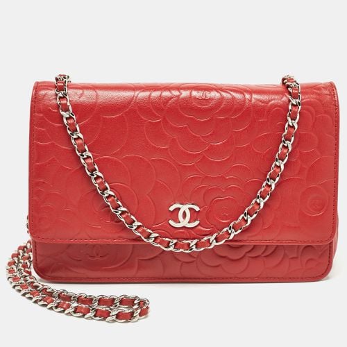 Chanel Red Leather Camellia Wallet On Chain - Chanel - Modalova