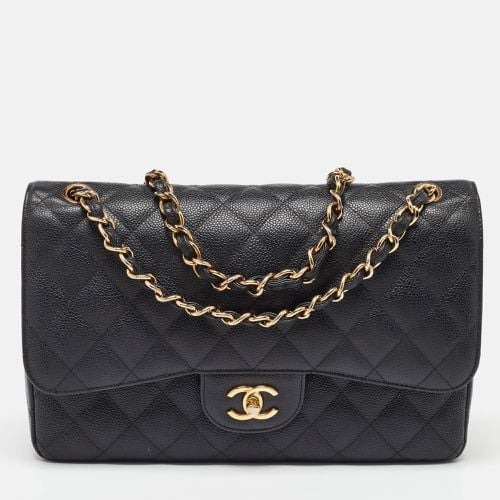 Chanel Black Caviar Quilted Leather Jumbo Classic Double Flap Bag - Chanel - Modalova