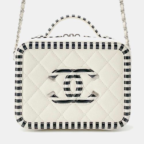 White/ Caviar Leather CC Fidigree Chain Vanity Bag Size Small - Chanel - Modalova