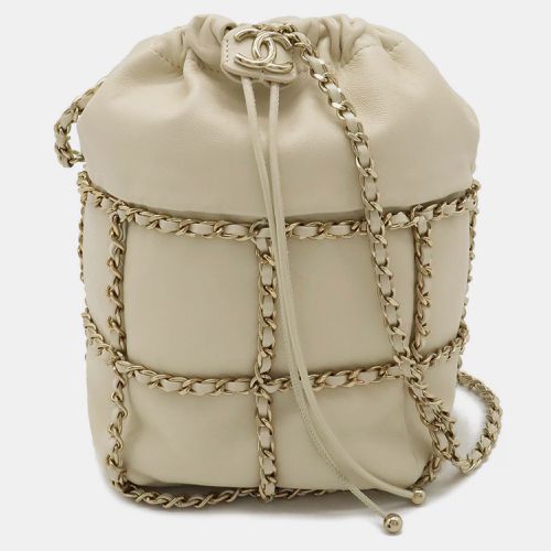 Chanel Ivory Lambskin Leather Coco Mark Chain Shoulder Bag - Chanel - Modalova