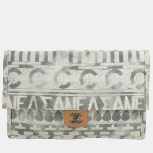 Chanel Off-White/Grey Canvas Coco Mark Clutch Bag - Chanel - Modalova