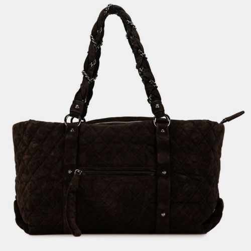 Chanel Brown Suede Matelasse Coco Mark Tote Bag - Chanel - Modalova