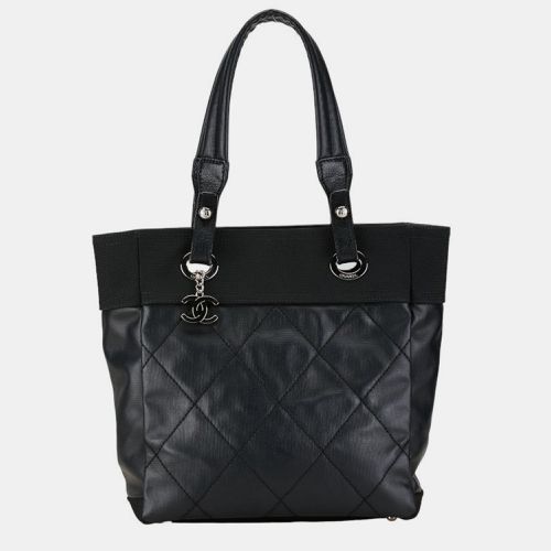 Chanel Black Pvc Canvas Coco Mark Paris Biarritz Tote Pm Bag - Chanel - Modalova