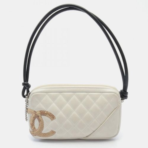 Chanel White Black Beige Leather Exotic Cambon Line Handbag - Chanel - Modalova