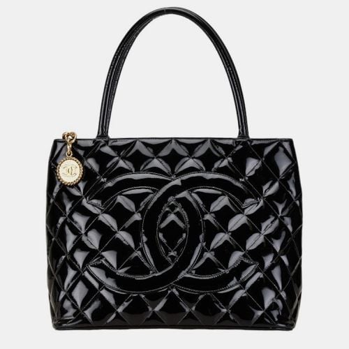 Chanel Black Enamel Reprint Tote Coco Mark Quilted Bag - Chanel - Modalova